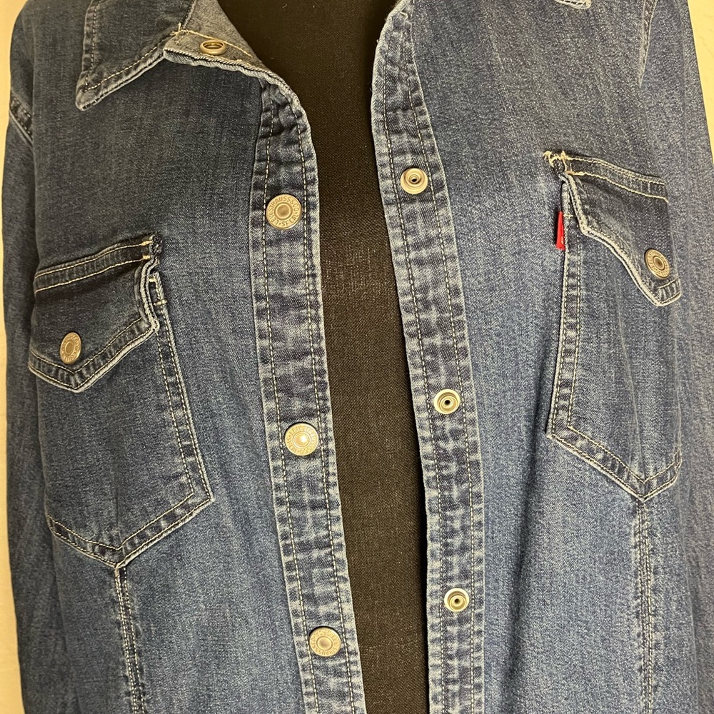 Levi's Blue Denim Long Sleeve Dress and/or Light Weight Coat in 2X - Picture 5 of 10
